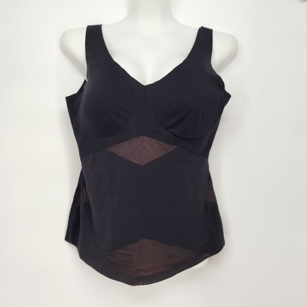 Honeylove Black Shapewear Tank with Sheer Insets